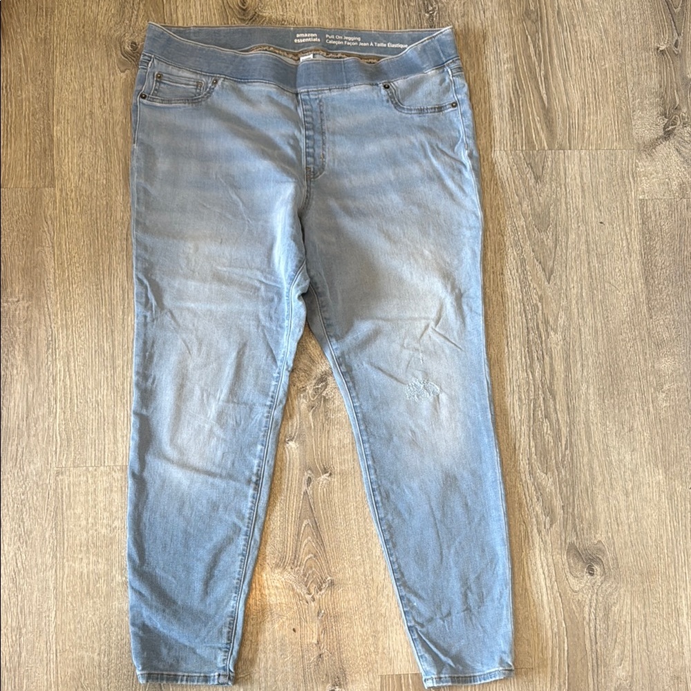 Amazon Blue Jeggings with Distressed Faded Look